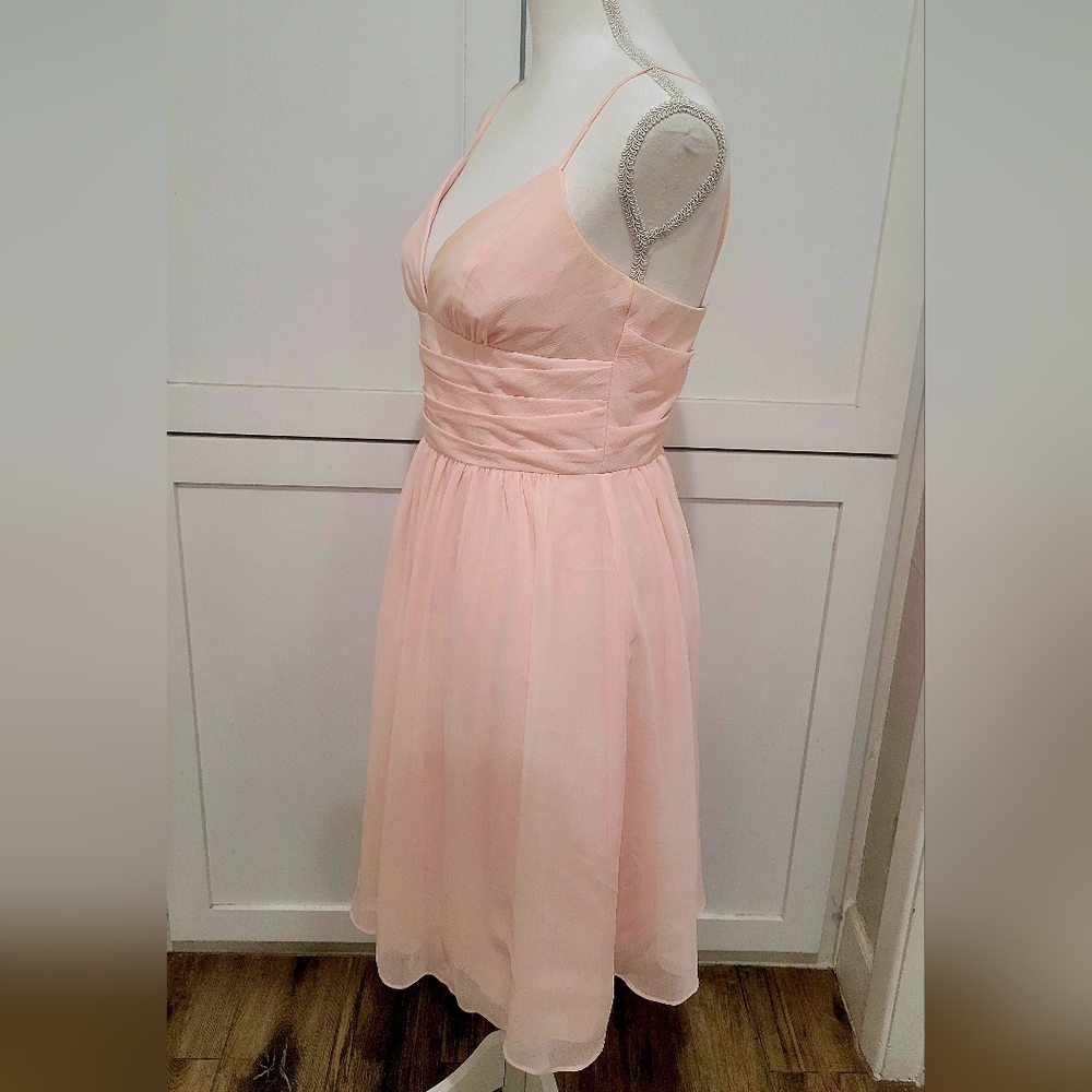 Romantic Pink Chiffon Formal Spaghetti Strap Dress | Size 4 - Picture 2 of 6